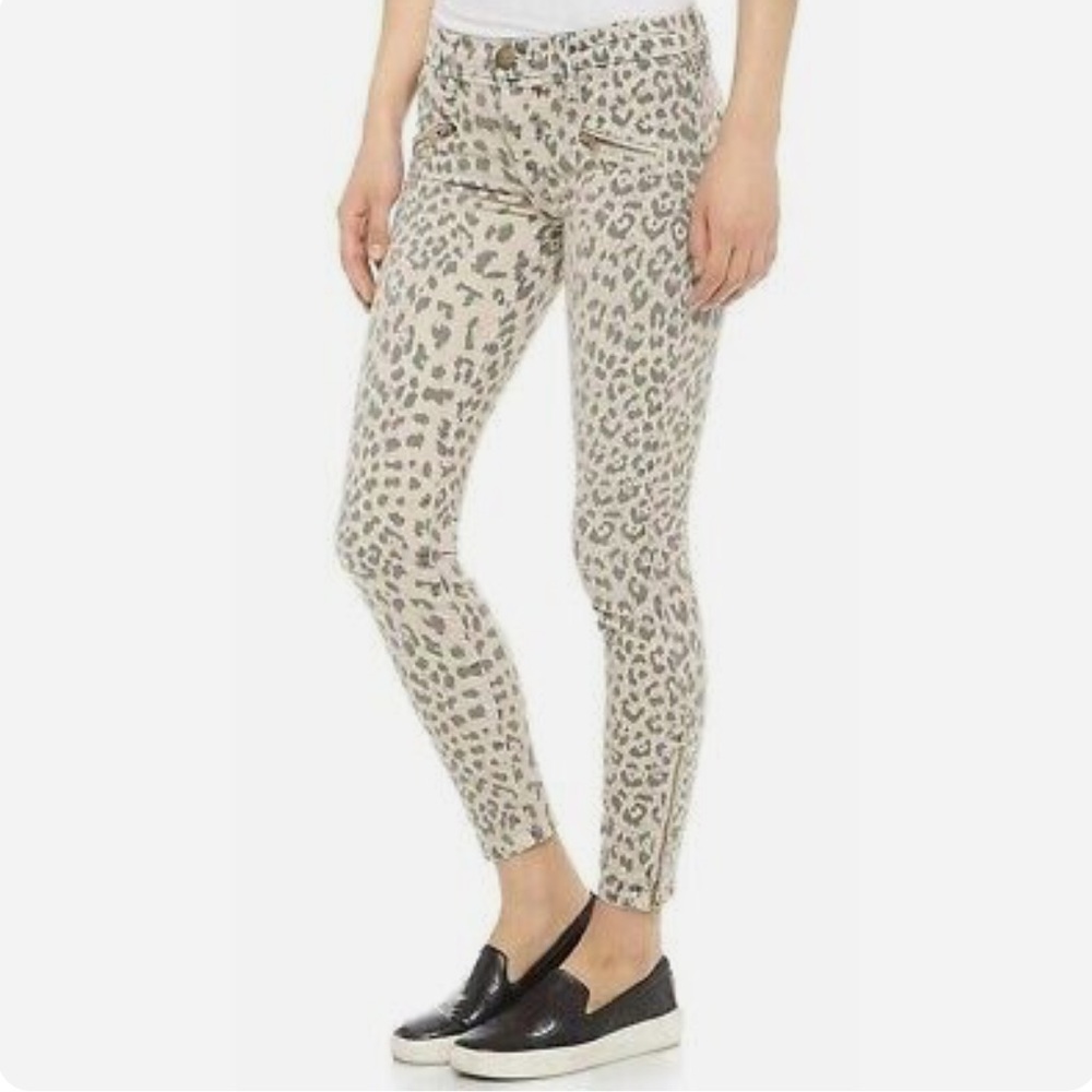 Current Elliot Leopard Soho Zip Skinny Jeans